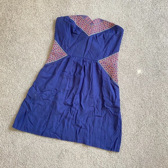 Ecote Strapless and Embroidered Dress in Blue Barbiecore MEDIUM - Picture 6 of 10